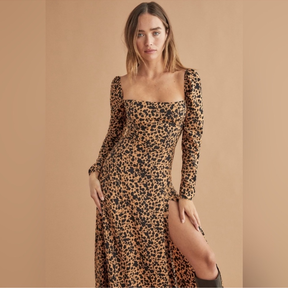 NWOT Reformation Animal Print Long Sleeve Dress